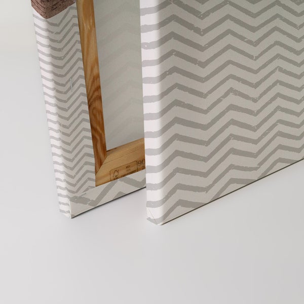 Leinwandbild mit Zickzackmuster und Holzrahmen