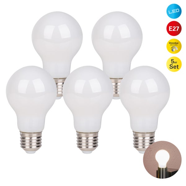 Fünf E27 LED Lampen, dimmbar