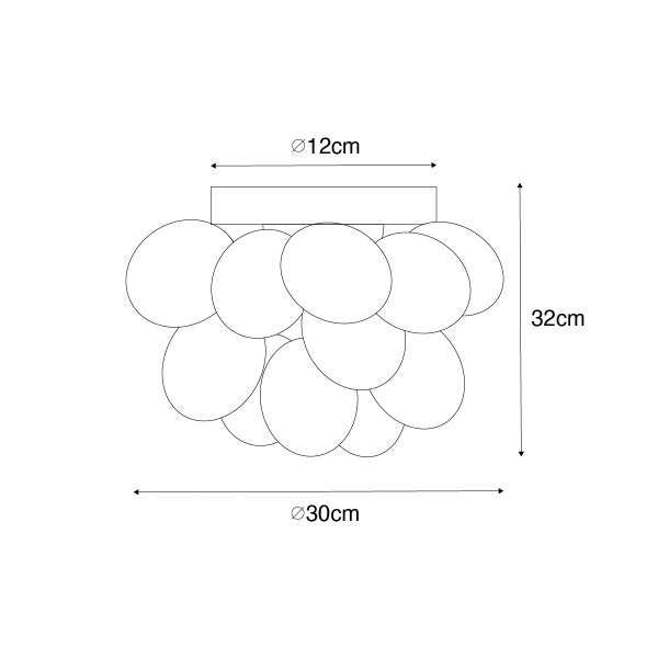 Skizze einer Deckenleuchte mit den Maßen 12 cm, 30 cm und 32 cm