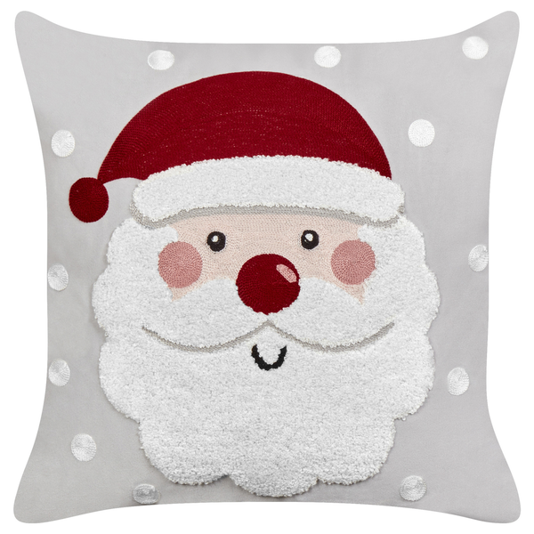 Weihnachtskissen mit Weihnachtsmann Motiv und Schneeflocken Applikation