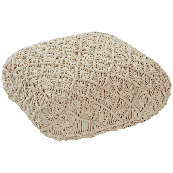 Pouf Makramee BERRECHID Baumwolle Beige 50 cm 50 cm 20 cm