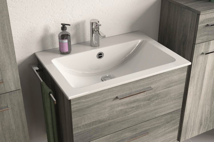York Waschbeckenunterschrank 60cm 2 Schubladen rauchfarbenen. 60 X 44 X 52 cm