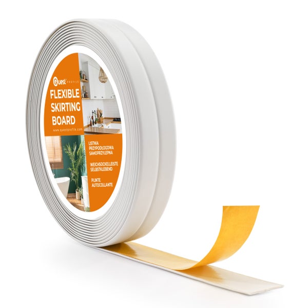 Collage mit Anwendungsbeispielen für Dichtungsband an einer Spüle, einer Duschwanne, einem Fenster und Küchenschränken.