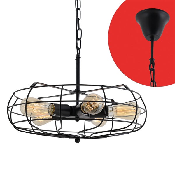 Hängeleuchte mit Käfig und vier Leuchtmitteln