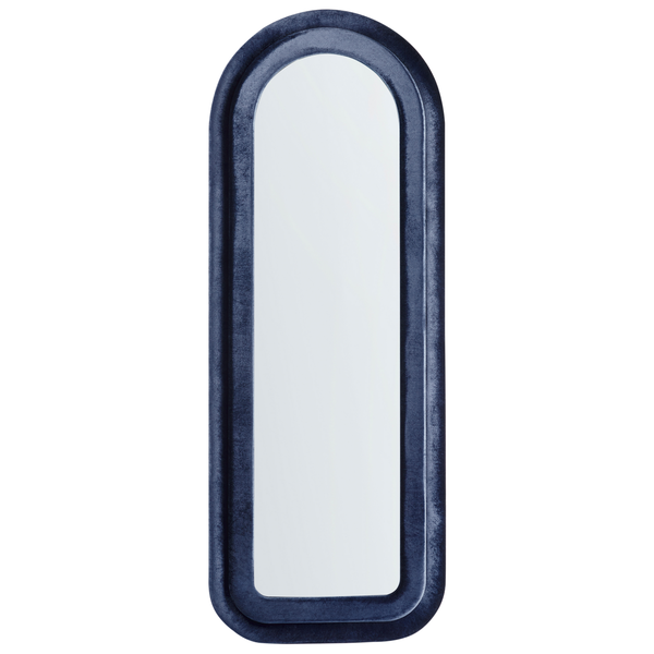 Rechteckiger Wandspiegel mit abgerundeten Ecken und Stoffrahmen