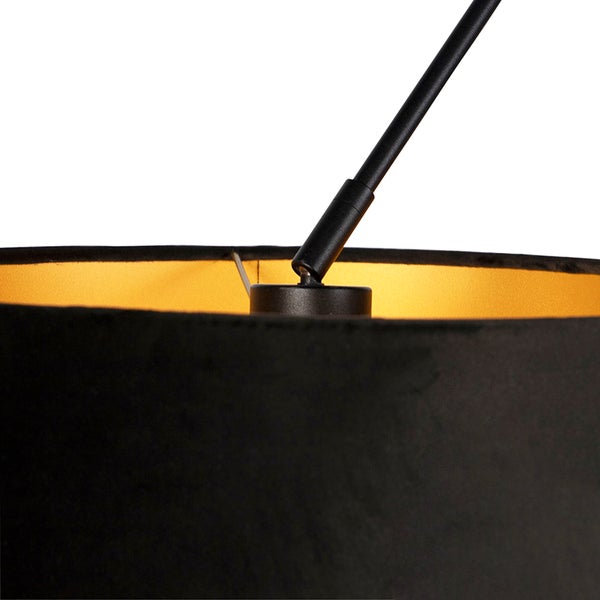 Hängelampe mit Veloursschirmen schwarz mit Gold 35 cm - Blitz II schwarz