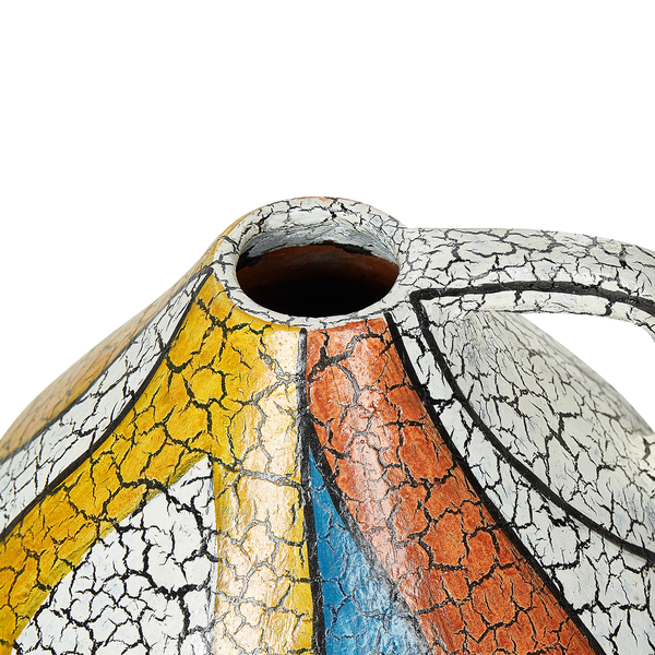 Dekorative Krugvase mit Tragegriff und aufwendigem Rissmuster