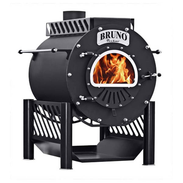 Bruno Techno Holzofen mit Flammen