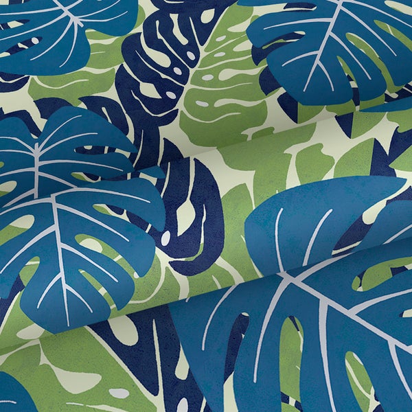 Walls4You Tapete Palmblätter Graublau und Graugrün - 53 cm x 10 m - 640160
