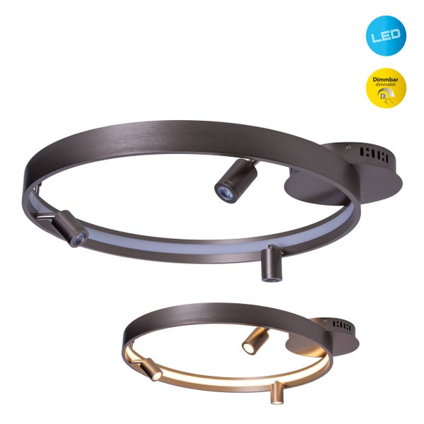 LED Deckenleuchte TRISTAN, moderne Deckenlampe aus Metall und Kunststoff in Stahl-blank, die LEDs sind  fest verbaut. Mit ca. 58 cm  Ødie ideale Beleuchtung für Wohnzimmer, Esszimmer oder Küche.