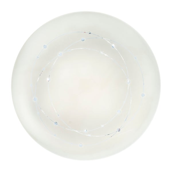 Deckenleuchte mit rundem Schirm und silberfarbenen Dekor