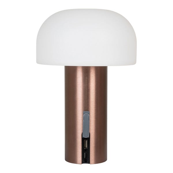 Soham Outdoor Lampe LED wiederaufladbar weiß, Kupfer Dekor. 15 X 15 X 22 cm
