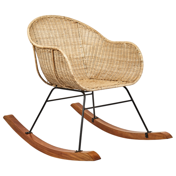 Schaukelstühle 2er Set LAVINIO Rattan Naturfarben