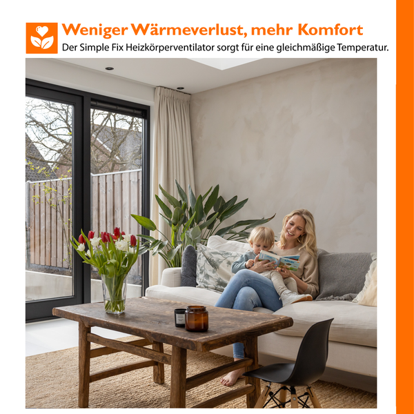 Simple Fix Heizkörper Ventilator - Energieeffizient, Erwärmt deinen Raum doppelt so schnell, Bis zu 30 % Energieeinsparung - Flüsterleise, Einfach zu montierender Heizungsventilator - 1 Stuck