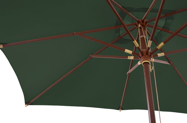 Sonnenschirm quadratisch 250 cm grün Windauslass UPF 50