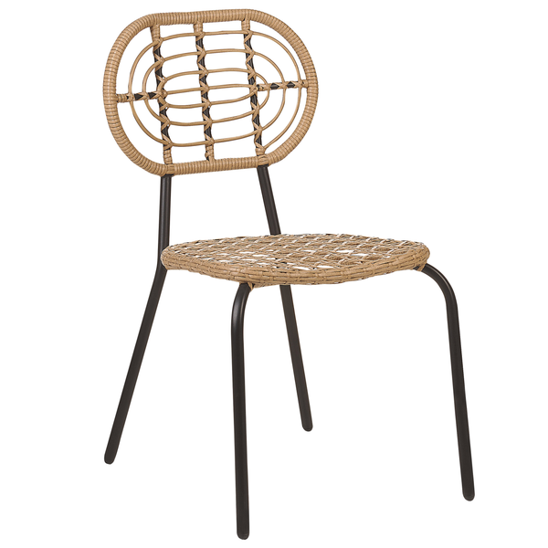 Gartenstuhl 4er Set PRATELLO Polyrattan Naturfarben