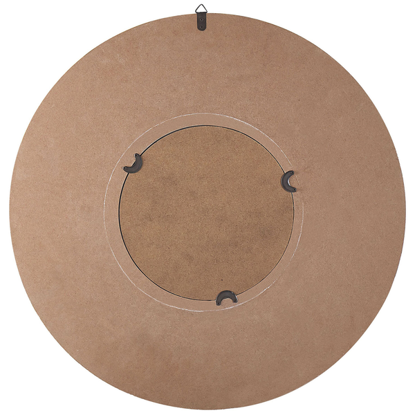 Rückseite eines runden Spiegels mit Aufhängung