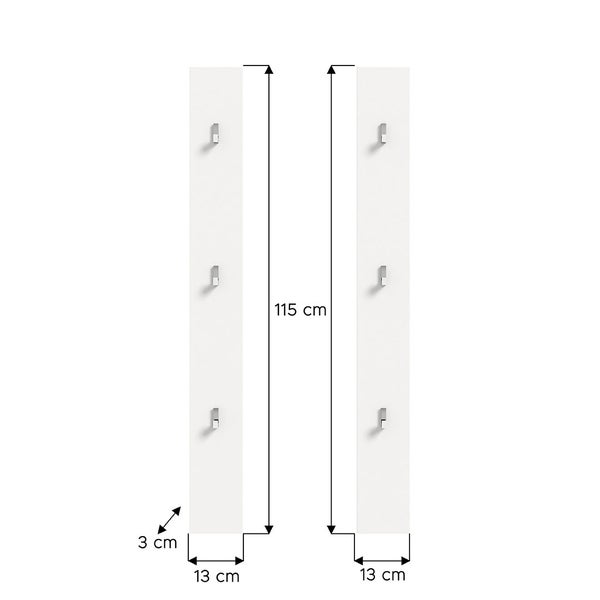 ProjektX Wandgarderobe Set mit 2 6 Haken weiß Hochglanz. 13 X 3 X 115 cm