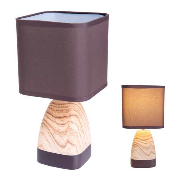 Keramiktischleuchte DORIAN aus Keramik in braun/natur mit E14 Fassung, Tischlampe für Wohnräume 31 cm hoch