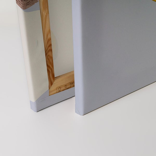 Nahaufnahme von zwei Keilrahmen mit Leinwand und Holzrahmen