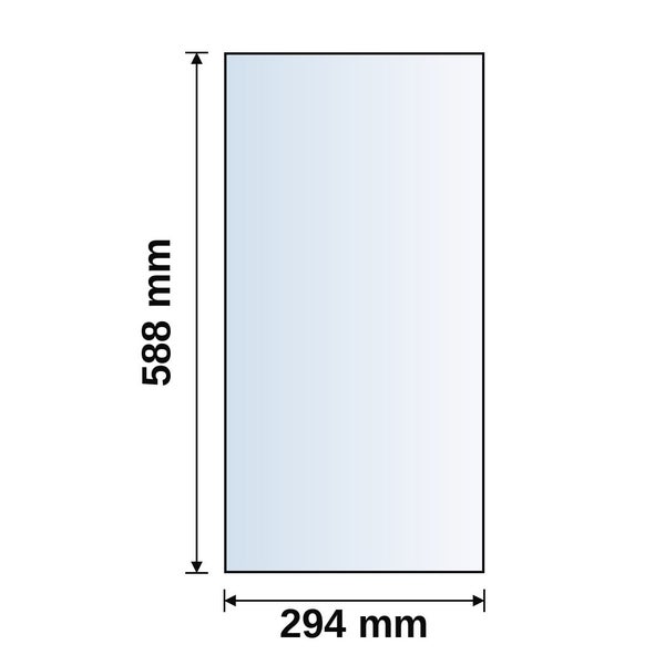 Rechteckiges Produkt mit den Maßen 588 Millimeter Höhe und 294 Millimeter Breite.