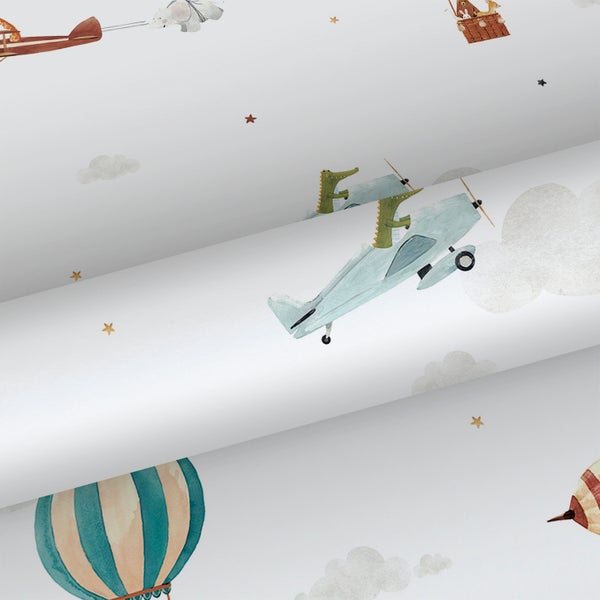 Sanders und Sanders Tapete Luftballons Blau, Beige und Weiß - 53 cm x 10 m - 640454