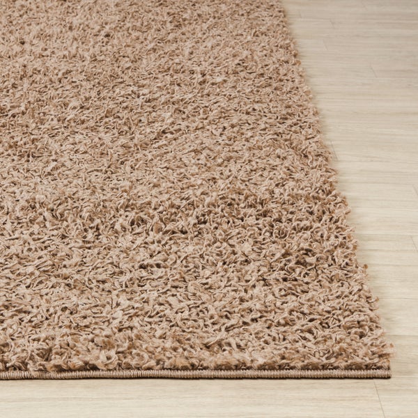 Hochfloriger Shaggy-Teppich Einfarbig Dunkelbeige 120x170 cm LILLY