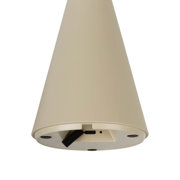 Solar-Akku-Tischleuchte Palu für Außen und Innen, aus Kunststoff in Beige , 20 cm hoch