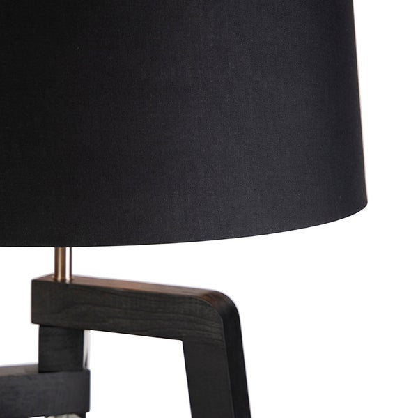 Stehleuchte Stativ mit Baumwollschirm schwarz mit Gold 50 cm - Puros