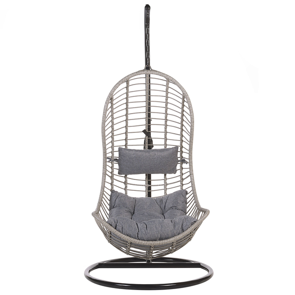 Hängesessel mit Gestell PINETO Polyrattan Grau