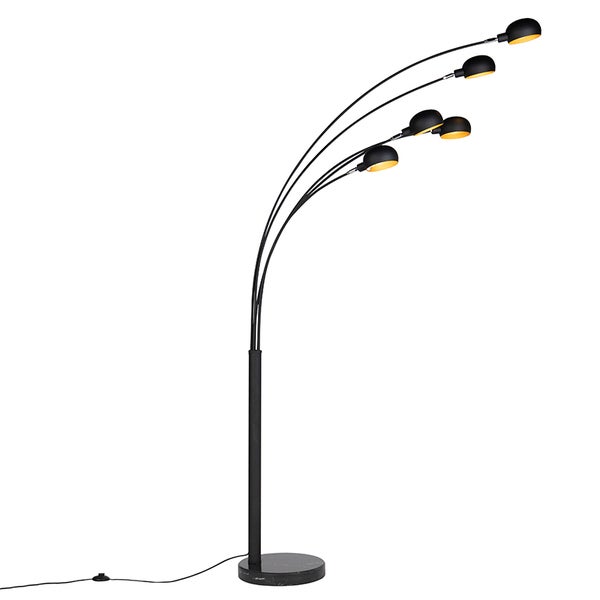 QAZQA - Design Stehleuchte I Stehlampe I Standleuchte I Lampe I Leuchte schwarz 5-Licht - Sixties Marmo I Wohnzimmer I Schlafzimmer - Stahl Länglich - LED geeignet E14