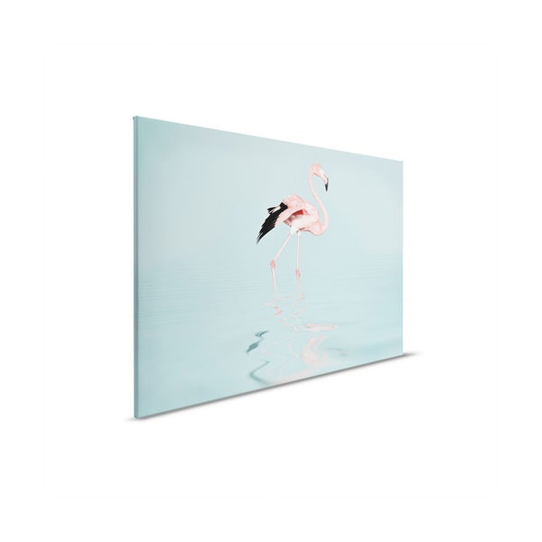 Leinwandbild mit einem Flamingo im Wasser