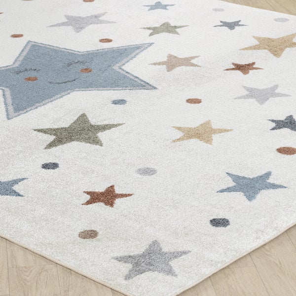 Maschinenwaschbarer Kinderteppich Sterne Mehrfarbig/Blau 120x170 cm SUPERMAMA