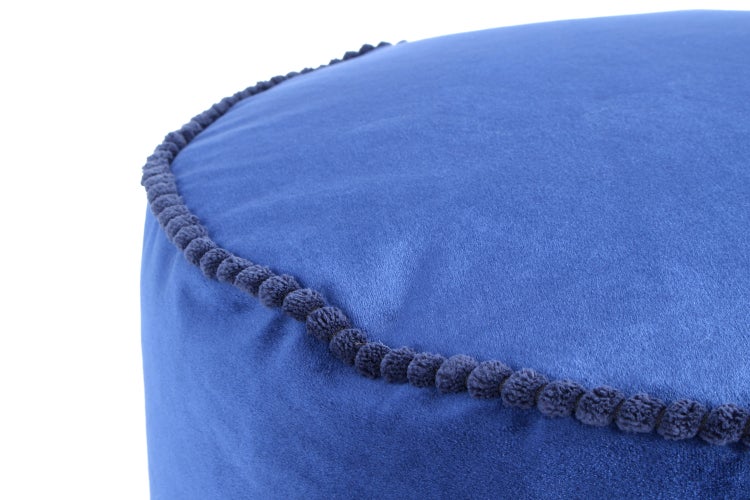 Pouf Hocker samtweich, orientalisches Design Blau Rund Ø 47 cm