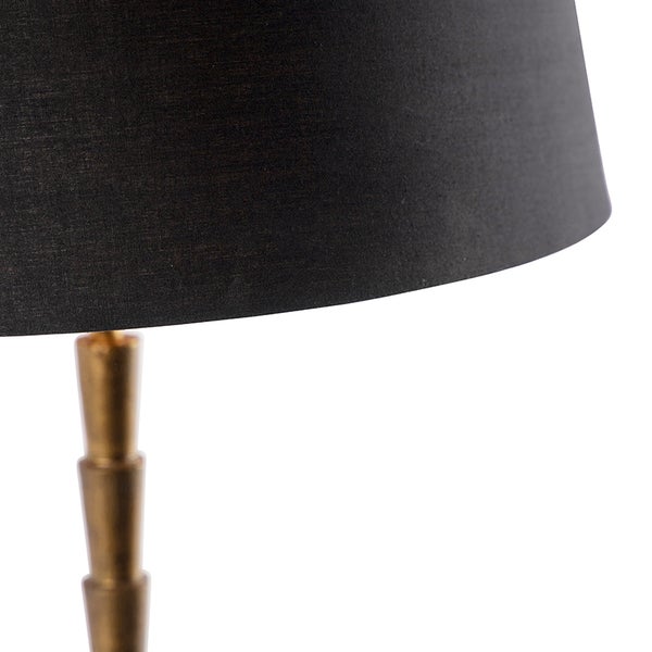 Art Deco Tischlampe Bronze mit Baumwollschirm schwarz 35 cm - Pisos