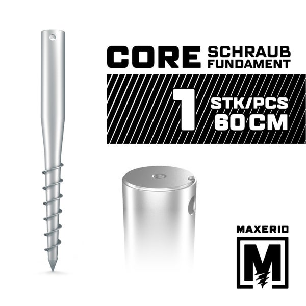 MAXERIO® 60 cm Core Schraubfundament Bodenhülse Erdanker Einschraubbodenhülse Erdschraube Einschraubhülse Erdschraubenfundament Bodenanker Schraubanker Fundament für Gartenhaus Terrasse Sauna Gewächshaus