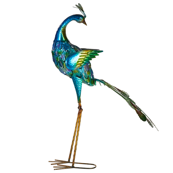 Dekorativer Pfau aus Metall für den Garten