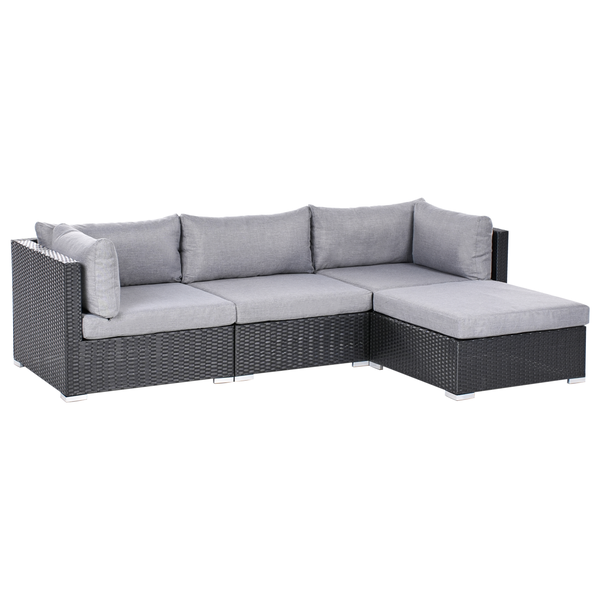 Garten Ecksofa mit Tisch 4-Sitzer SANO linksseitig Polyrattan Schwarz