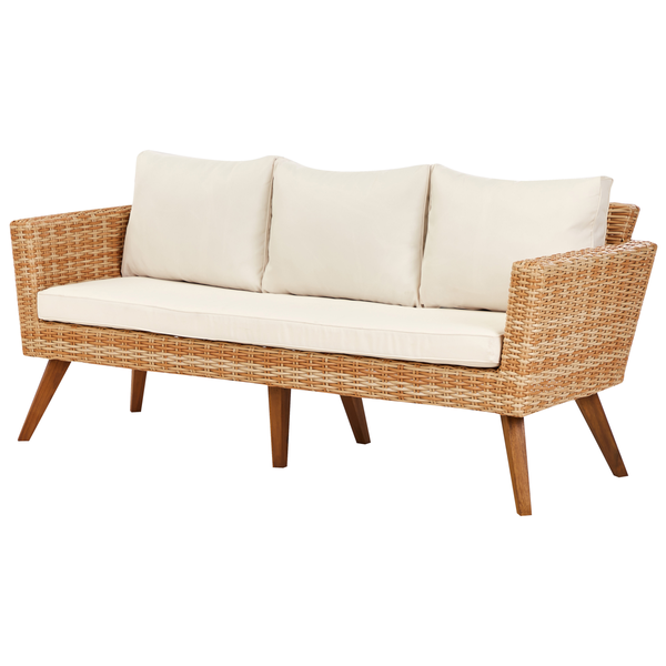 Lounge Set mit Tisch 5-Sitzer VITTORIA XL Polyrattan Cremeweiß
