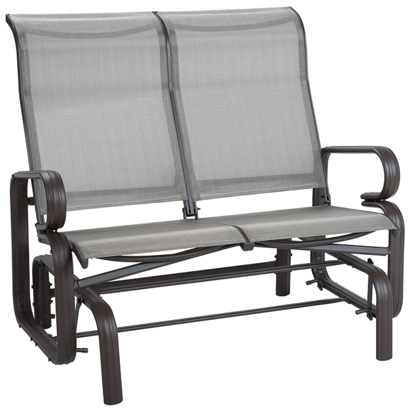 Gartenbank BORGIO 114 cm Metall Braun / Grau