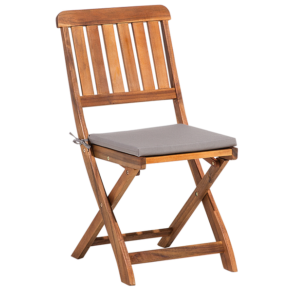 Set mit 2 Stühlen und Sitzkissen CENTO Akazienholz Braun