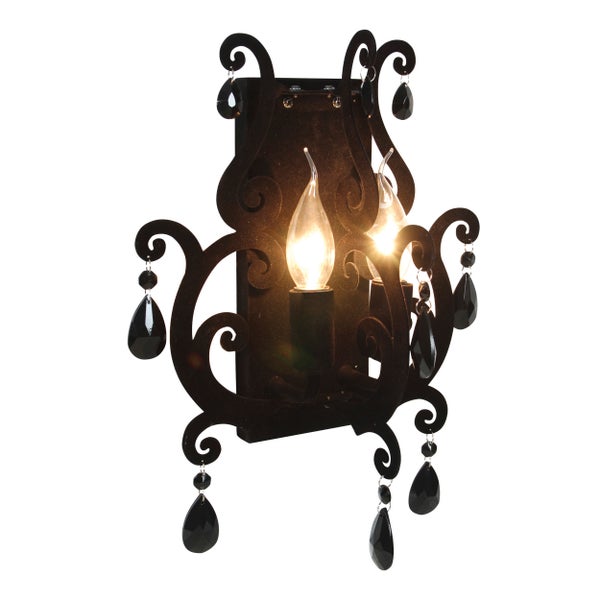 Wandleuchte mit Ornamenten und tropfenförmigen Anhängern