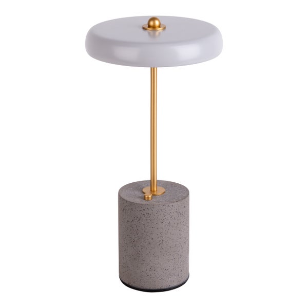 Akku Tischleuchte SETA grau 30 cm hoch aus Metall und Beton, mit fest verbauter LED