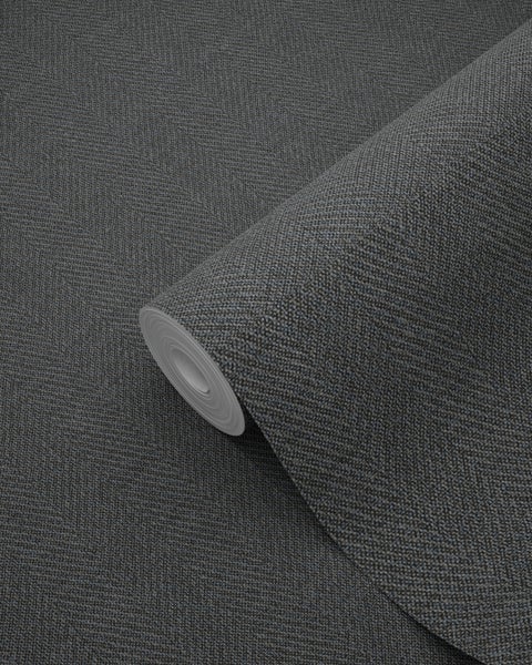 Origin Wallcoverings Tapete Fischgrätmuster Graublau - 53 cm x 10.05 m - 347661