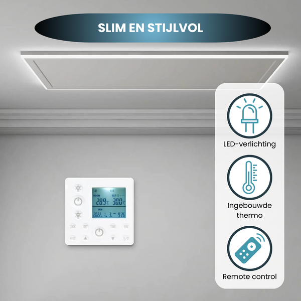 Infrarotpanel Quality Heating HT-Serie 128x63cm 840W Metall weiß RAL9016 inkl. LED-Stimmungsbeleuchtung & Fernbedienung