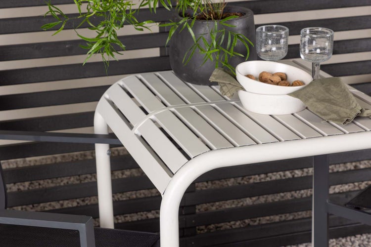 Borneo Gartenset Tisch, 2 Stühle  beige,schwarz. 70 X 70 X 75 cm