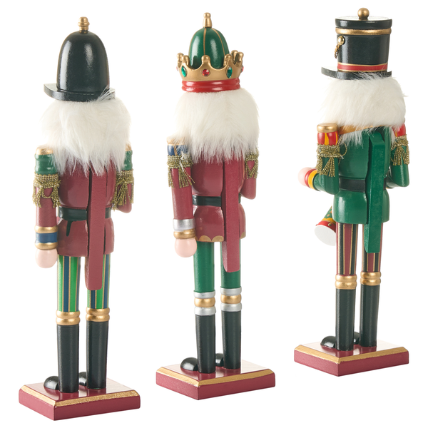 Drei Nussknackerfiguren in verschiedenen Ausführungen von hinten