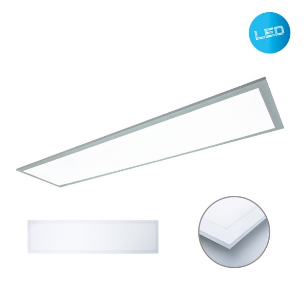 LED Aufbaupanel NICOLA, Aufbauleuchte aus Metall und Kunststoff mit fest verbauten LEDs in neutralweiß, Panel für Innenräume 119,5 x 29,5 cm
