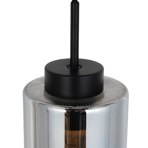 Art Deco Hängelampe schwarz mit Rauchglas - Laura