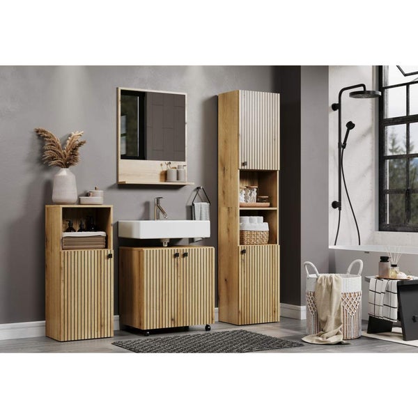 PureBliss Bad Spiegel 60cm mit Ablage Eiche dekor. 60 X 14 X 74 cm